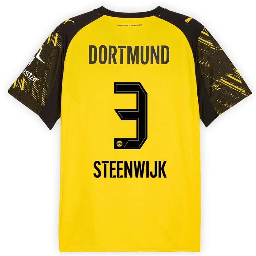 Danxen Women Jenske Steenwijk #3 Yellow Black Home Jersey 2025/26 T-Shirt