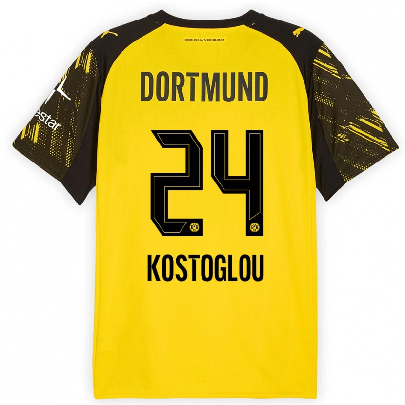 Danxen Women Christos Kostoglou #24 Yellow Black Home Jersey 2025/26 T-Shirt