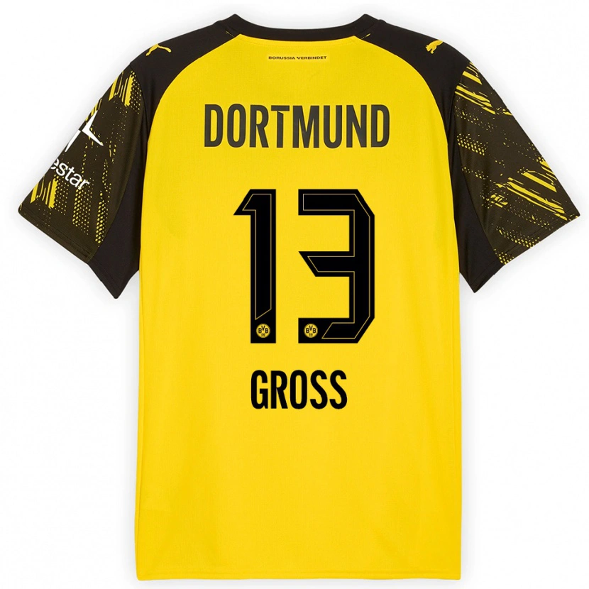 Danxen Women Pascal Groß #13 Yellow Black Home Jersey 2025/26 T-Shirt