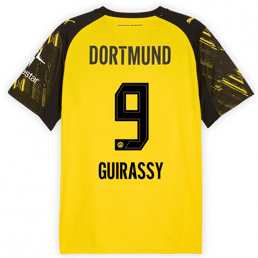 Danxen Women Serhou Guirassy #9 Yellow Black Home Jersey 2025/26 T-Shirt