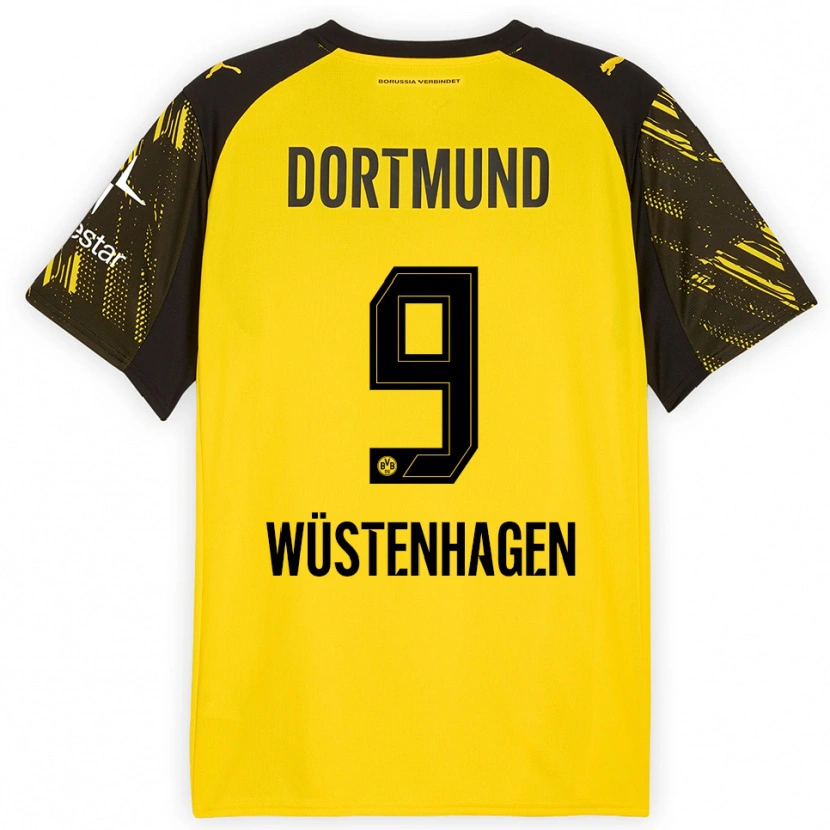 Danxen Women Bennedikt Wüstenhagen #9 Yellow Black Home Jersey 2025/26 T-Shirt