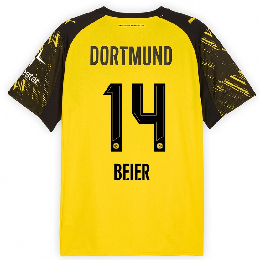 Danxen Women Maximilian Beier #14 Yellow Black Home Jersey 2025/26 T-Shirt