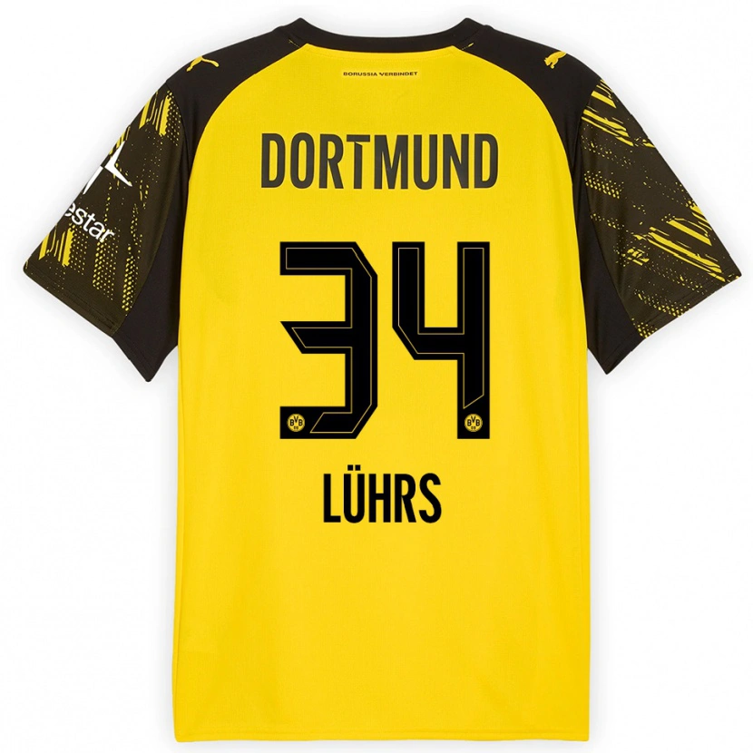 Danxen Women Yannik Lührs #34 Yellow Black Home Jersey 2025/26 T-Shirt
