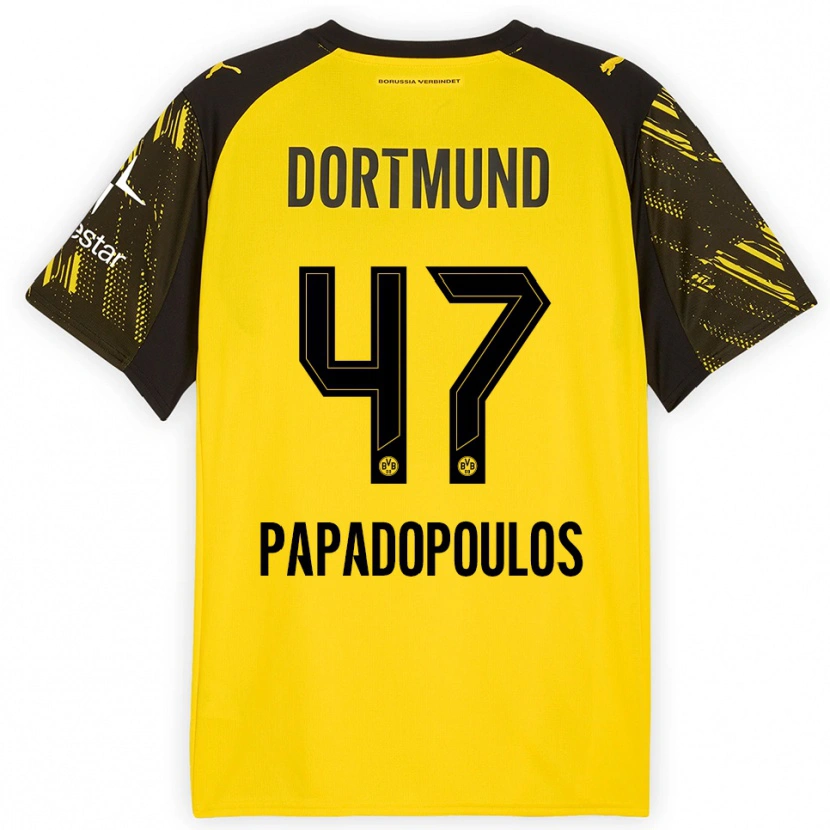 Danxen Women Antonios Papadopoulos #47 Yellow Black Home Jersey 2025/26 T-Shirt