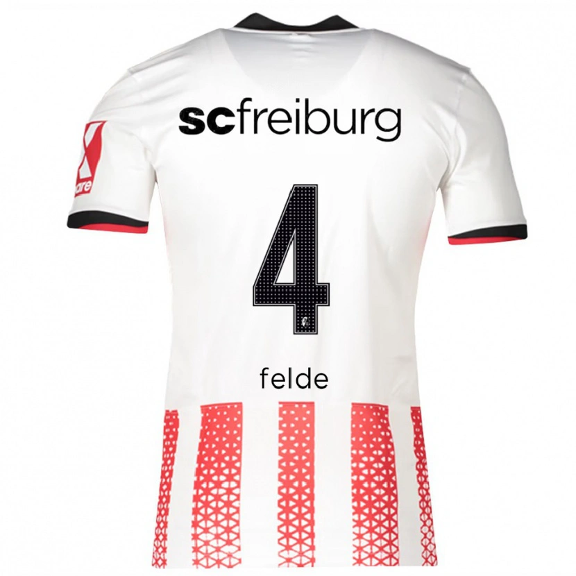 Danxen Women Meret Felde #4 White Red Home Jersey 2025/26 T-Shirt