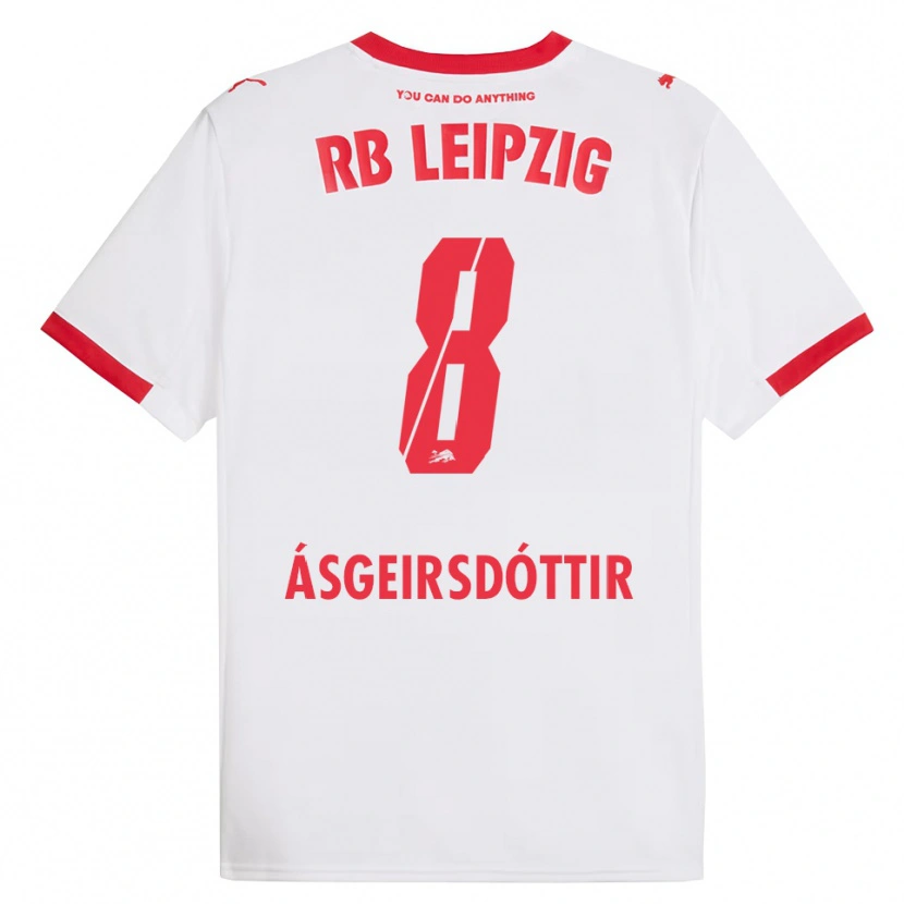 Danxen Women Emilía Kiær Ásgeirsdóttir #8 White Red Home Jersey 2025/26 T-Shirt