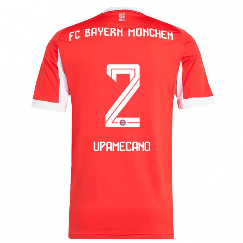 Danxen Women Dayot Upamecano #2 Red White Home Jersey 2025/26 T-Shirt