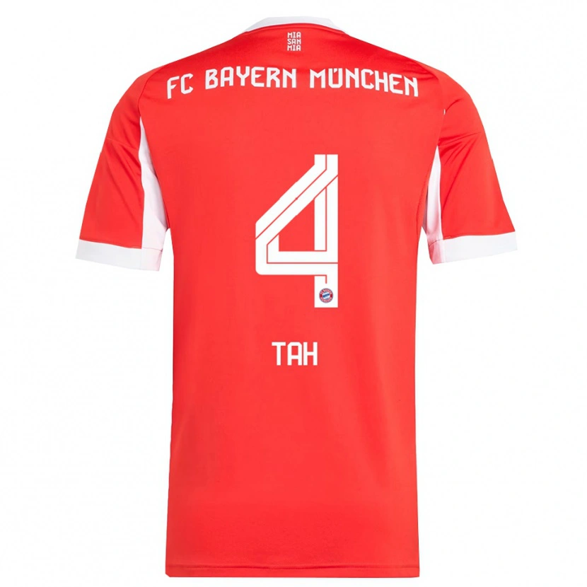 Danxen Women Jonathan Tah #4 Red White Home Jersey 2025/26 T-Shirt