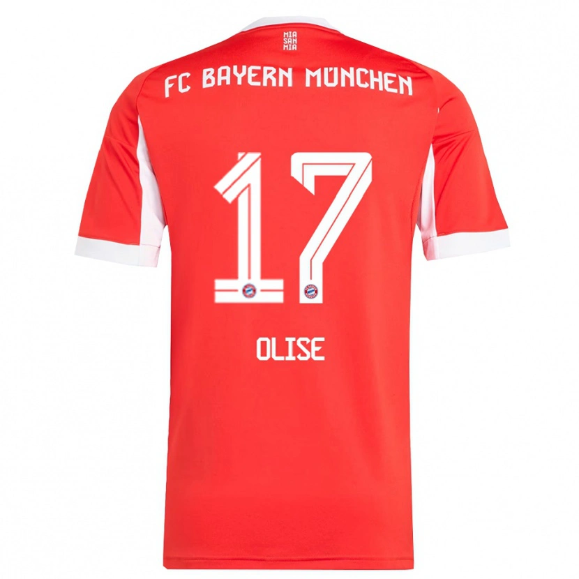 Danxen Women Michael Olise #17 Red White Home Jersey 2025/26 T-Shirt