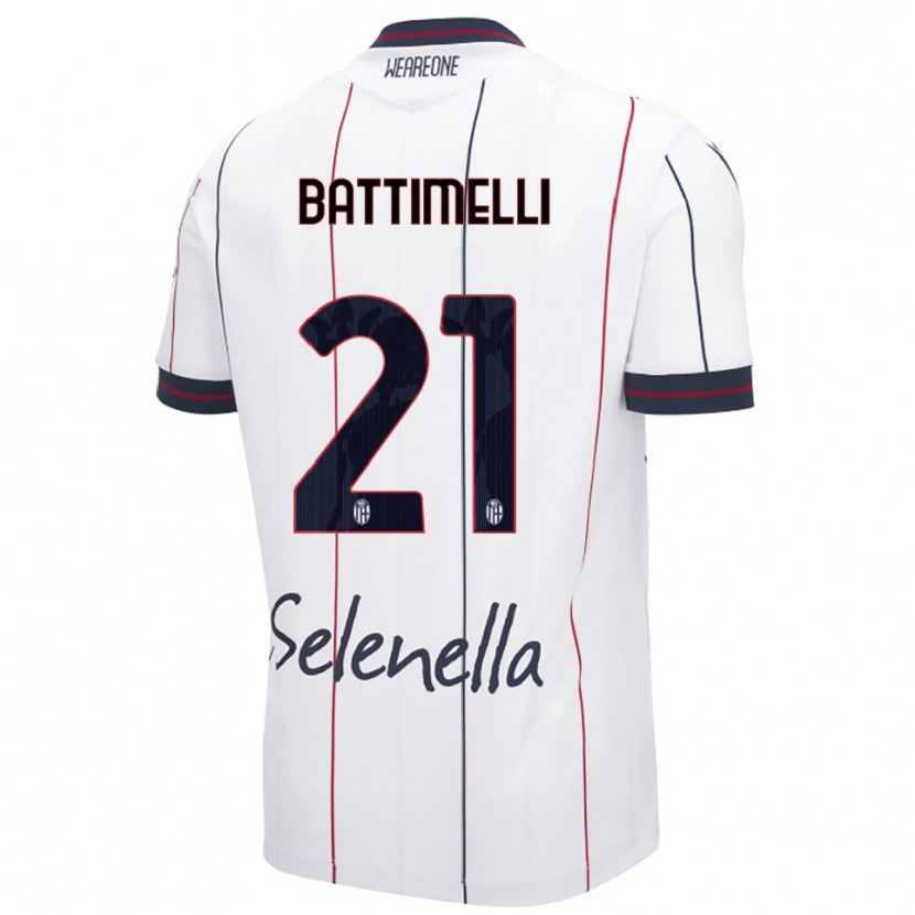 Danxen Women Giuseppe Battimelli #21 White Royal Blue Away Jersey 2025/26 T-Shirt