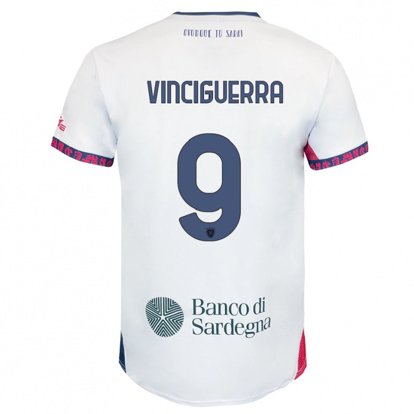 Danxen Women Alessandro Vinciguerra #9 White Navy Red Away Jersey 2025/26 T-Shirt