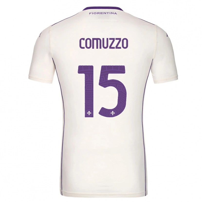 Danxen Women Pietro Comuzzo #15 White Purple Red Away Jersey 2025/26 T-Shirt