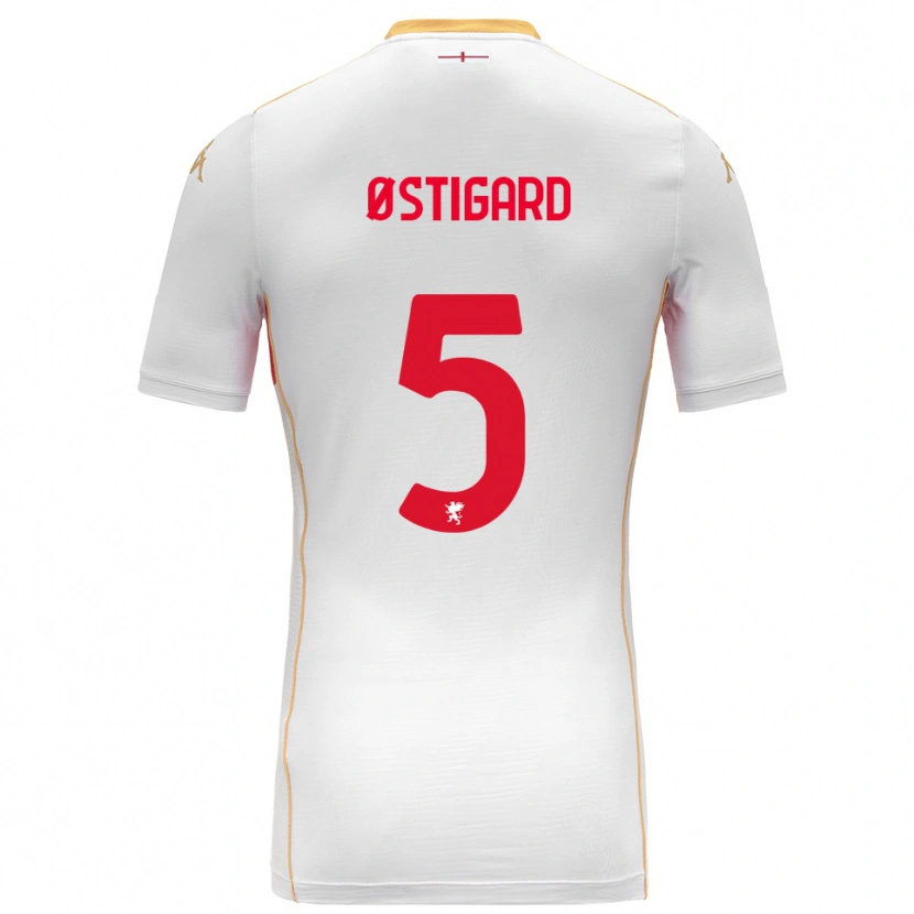Danxen Women Leo Østigård #5 White Red Away Jersey 2025/26 T-Shirt