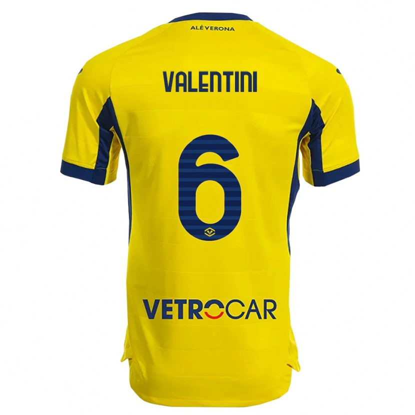 Danxen Women Nicolás Valentini #6 Yellow Navy Away Jersey 2025/26 T-Shirt