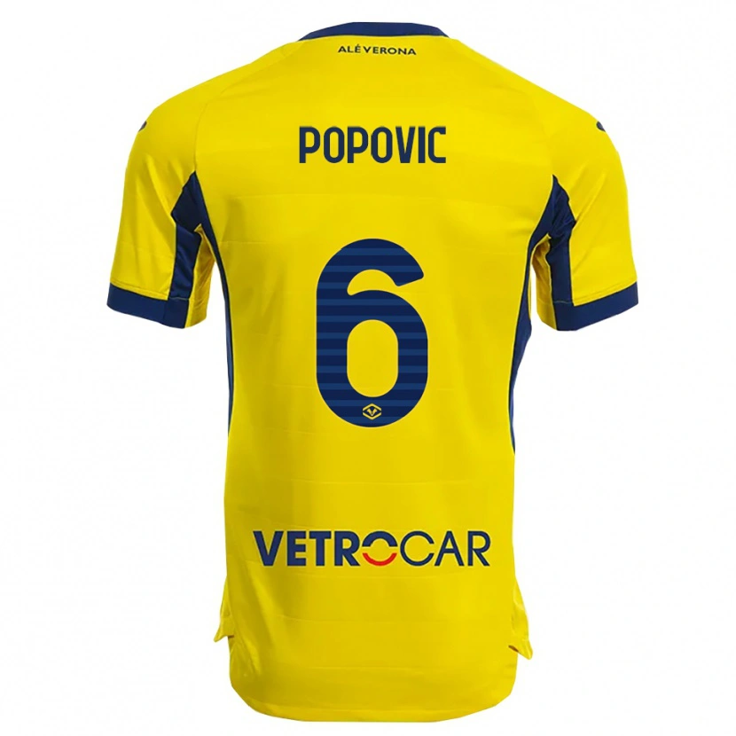 Danxen Women Andrej Popovic #6 Yellow Navy Away Jersey 2025/26 T-Shirt