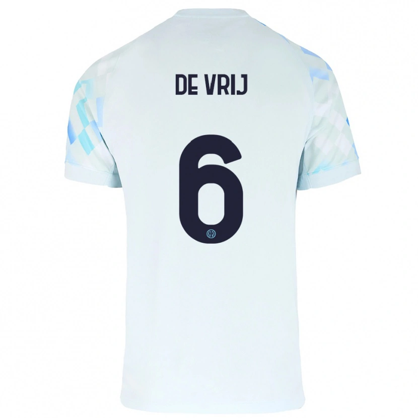 Danxen Women Stefan De Vrij #6 White Blue Away Jersey 2025/26 T-Shirt