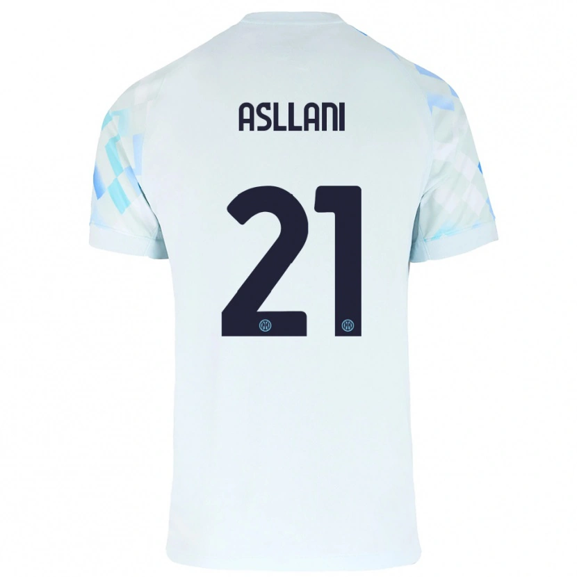 Danxen Women Kristjan Asllani #21 White Blue Away Jersey 2025/26 T-Shirt