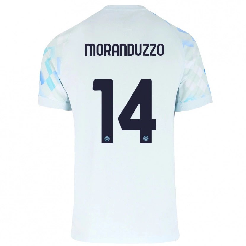 Danxen Women Nicolo Moranduzzo #14 White Blue Away Jersey 2025/26 T-Shirt