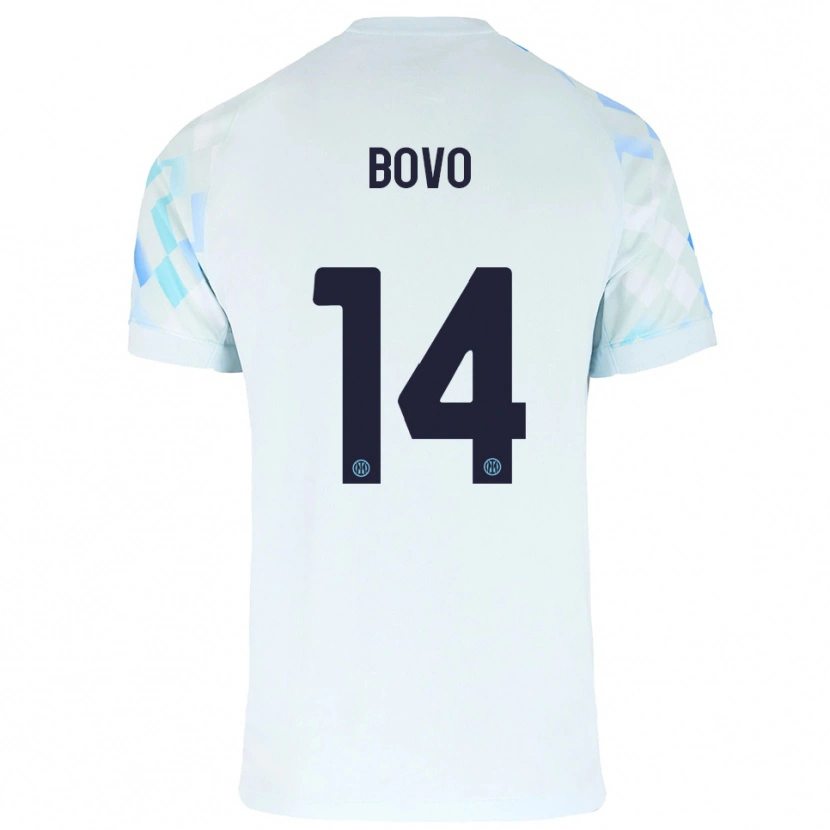 Danxen Women Leonardo Bovo #14 White Blue Away Jersey 2025/26 T-Shirt