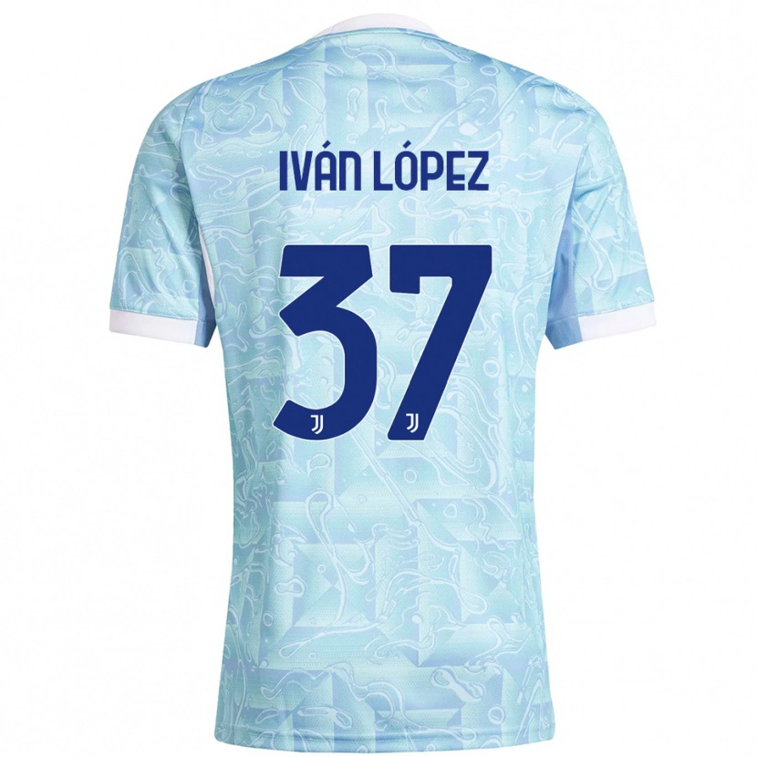 Danxen Women Iván López #37 Sky Blue Yellow Away Jersey 2025/26 T-Shirt