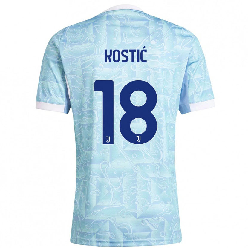 Danxen Women Filip Kostić #18 Sky Blue Yellow Away Jersey 2025/26 T-Shirt