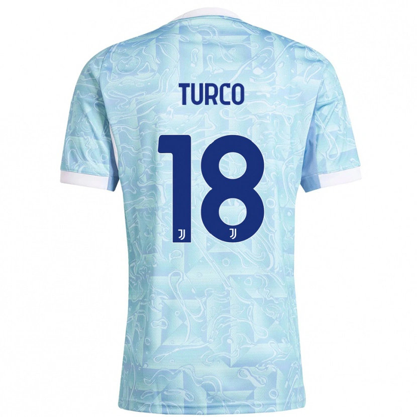 Danxen Women Nicolo Turco #18 Sky Blue Yellow Away Jersey 2025/26 T-Shirt