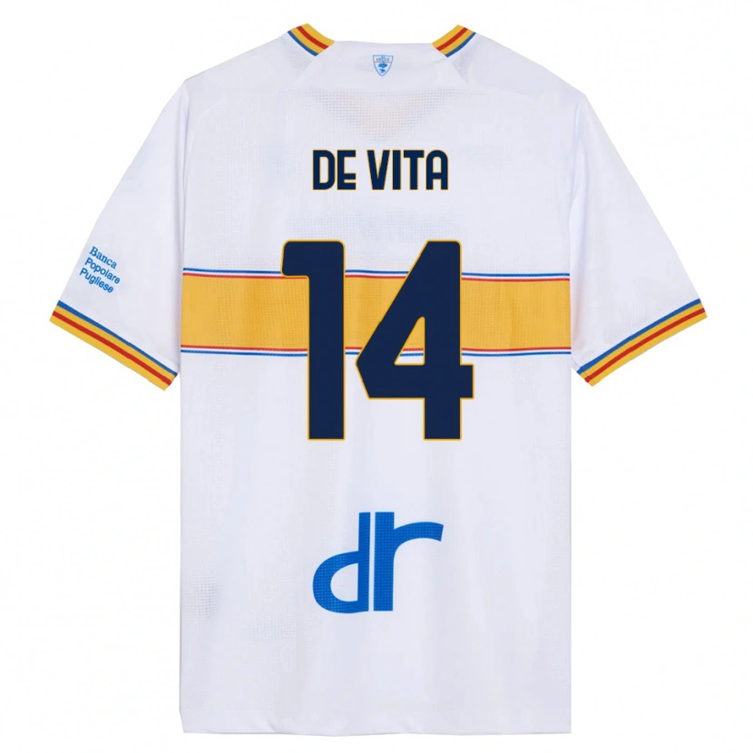 Danxen Women Mattia De Vita #14 White Yellow Away Jersey 2025/26 T-Shirt
