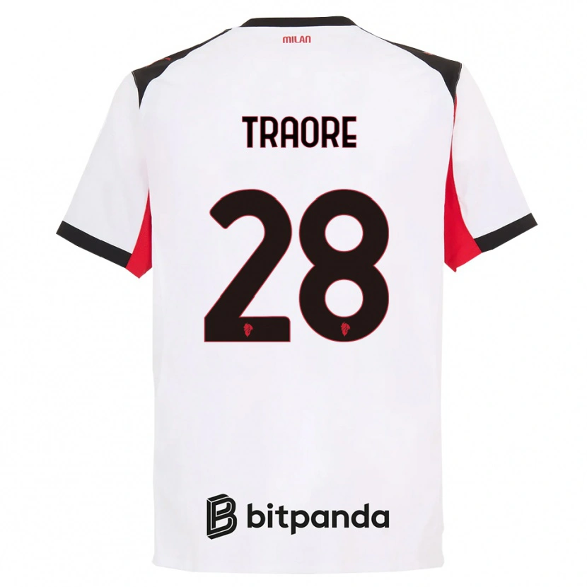 Danxen Women Chaka Traorè #28 White Black Away Jersey 2025/26 T-Shirt