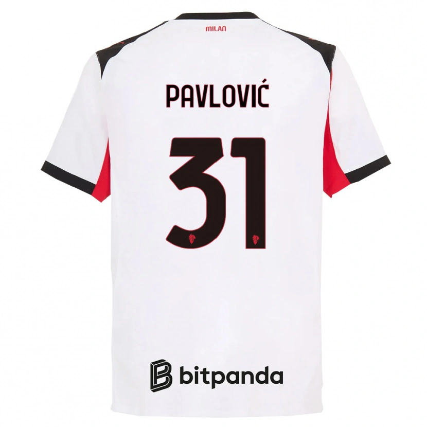 Danxen Women Strahinja Pavlović #31 White Black Away Jersey 2025/26 T-Shirt