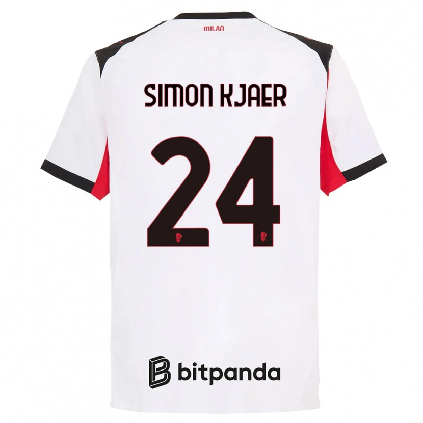 Danxen Women Simon Kjaer #24 White Black Away Jersey 2025/26 T-Shirt