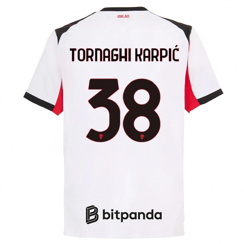 Danxen Women Lavinia Tornaghi Karpić #38 White Black Away Jersey 2025/26 T-Shirt