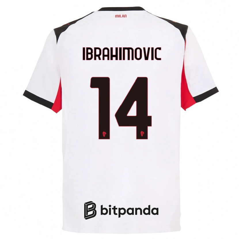 Danxen Women Vincent Ibrahimović #14 White Black Away Jersey 2025/26 T-Shirt