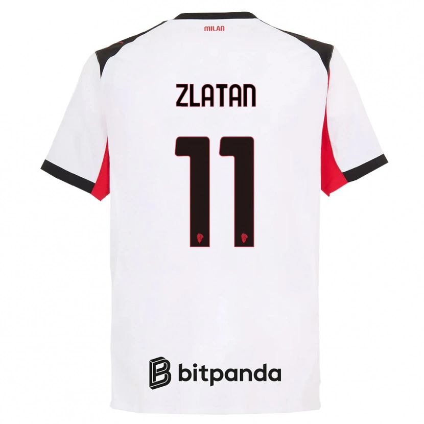 Danxen Women Zlatan Ibrahimovic #11 White Black Away Jersey 2025/26 T-Shirt