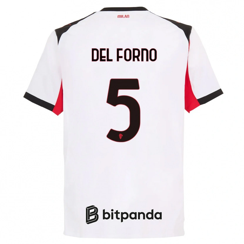 Danxen Women Luca Del Forno #5 White Black Away Jersey 2025/26 T-Shirt