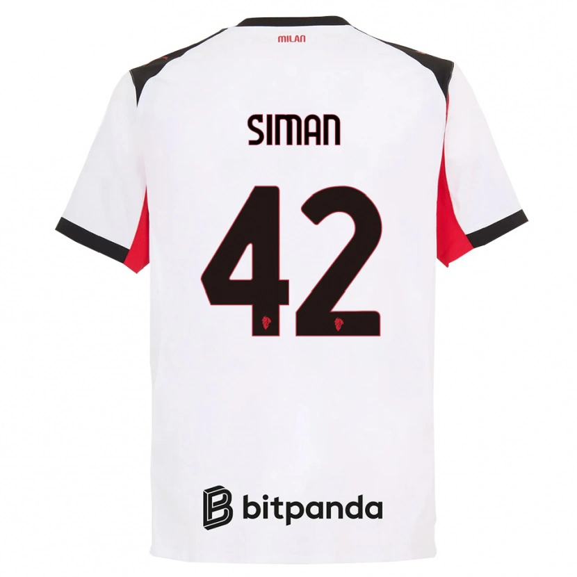 Danxen Women Alexandru Șiman #42 White Black Away Jersey 2025/26 T-Shirt