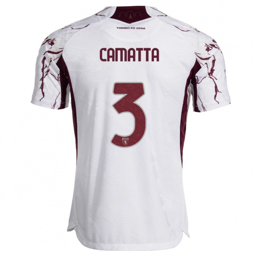 Danxen Women Alessandro Camatta #3 White Burgundy Away Jersey 2025/26 T-Shirt