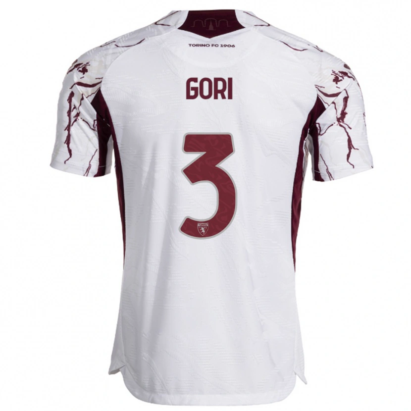 Danxen Women Gabriele Gori #3 White Burgundy Away Jersey 2025/26 T-Shirt