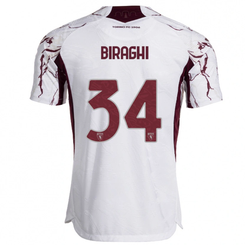 Danxen Women Cristiano Biraghi #34 White Burgundy Away Jersey 2025/26 T-Shirt