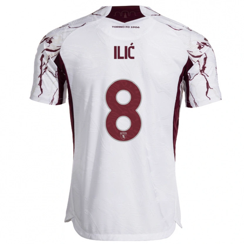 Danxen Women Ivan Ilić #8 White Burgundy Away Jersey 2025/26 T-Shirt