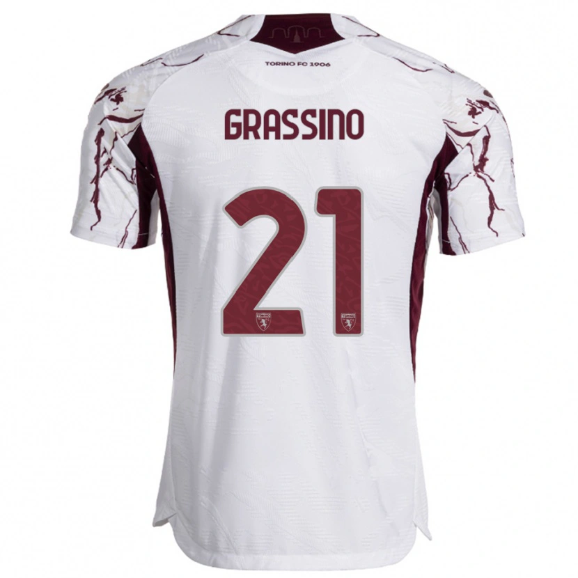 Danxen Women Giulia Grassino #21 White Burgundy Away Jersey 2025/26 T-Shirt