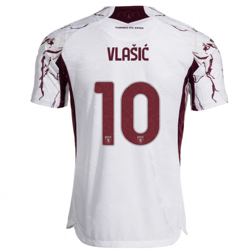 Danxen Women Nikola Vlašić #10 White Burgundy Away Jersey 2025/26 T-Shirt