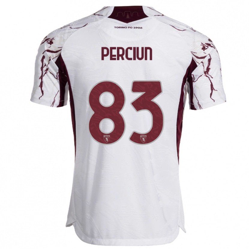 Danxen Women Sergiu Perciun #83 White Burgundy Away Jersey 2025/26 T-Shirt