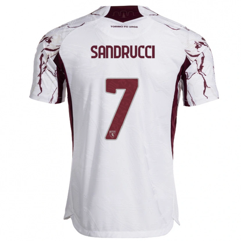 Danxen Women Romeo Sandrucci #7 White Burgundy Away Jersey 2025/26 T-Shirt