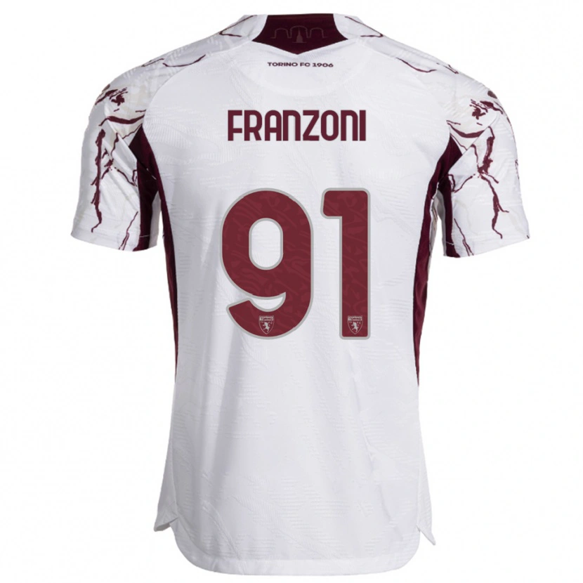 Danxen Women Nicolò Franzoni #91 White Burgundy Away Jersey 2025/26 T-Shirt