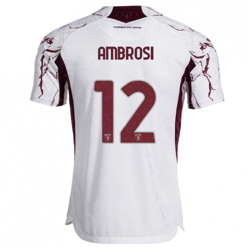 Danxen Women Martina Ambrosi #12 White Burgundy Away Jersey 2025/26 T-Shirt