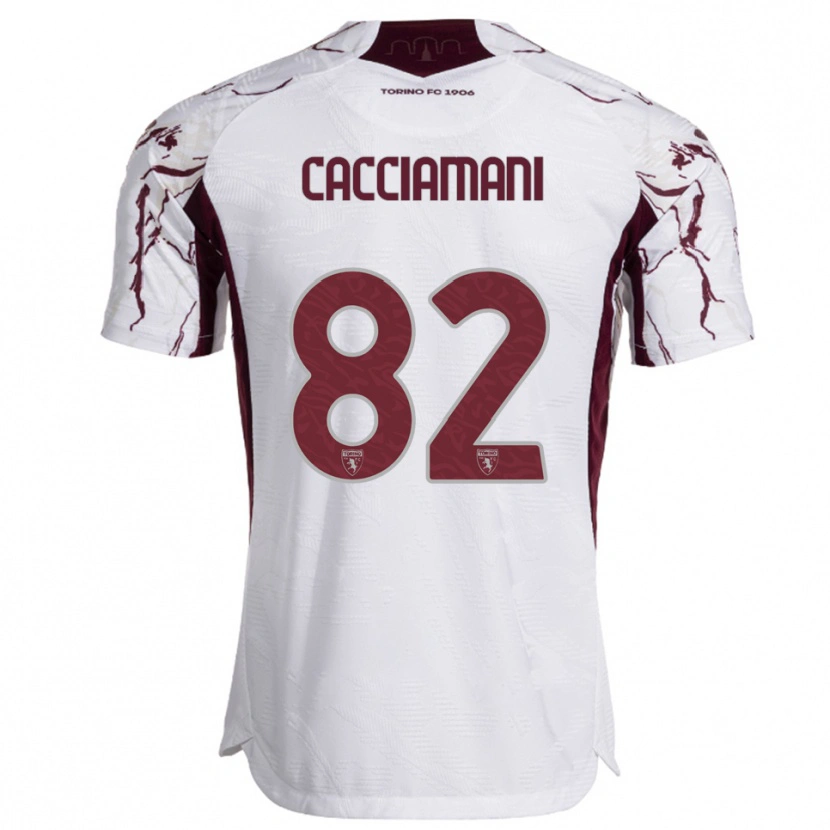 Danxen Women Alessio Cacciamani #82 White Burgundy Away Jersey 2025/26 T-Shirt