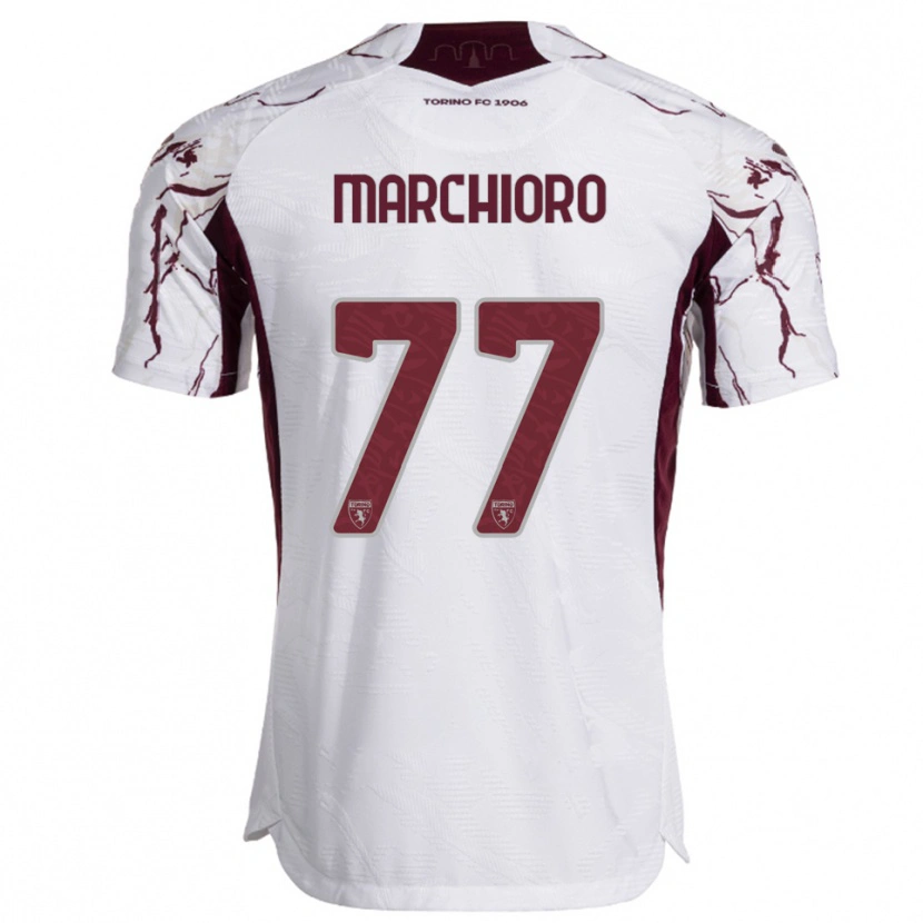 Danxen Women Raffaele Marchioro #77 White Burgundy Away Jersey 2025/26 T-Shirt