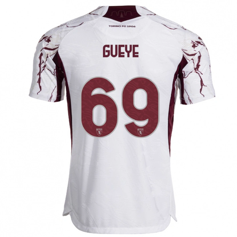 Danxen Women Ousmane Gueye #69 White Burgundy Away Jersey 2025/26 T-Shirt