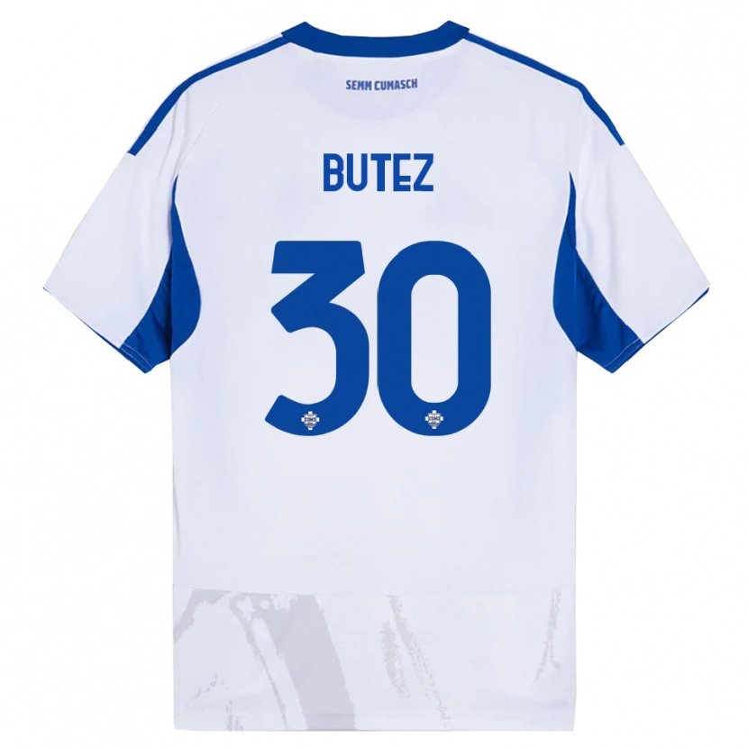 Danxen Women Jean Butez #30 White Blue Away Jersey 2025/26 T-Shirt