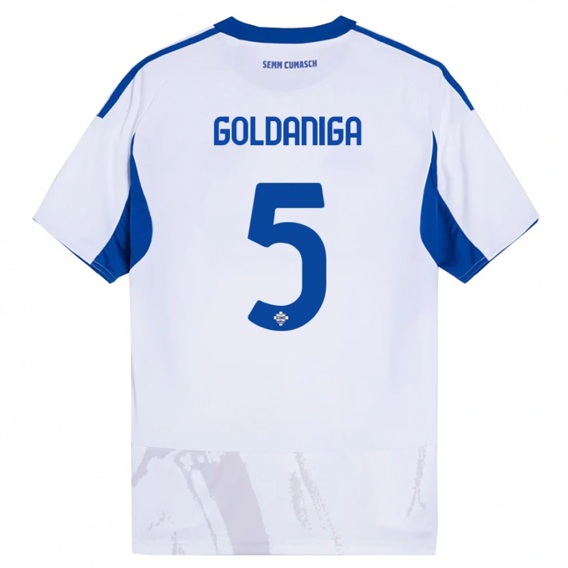 Danxen Women Edoardo Goldaniga #5 White Blue Away Jersey 2025/26 T-Shirt